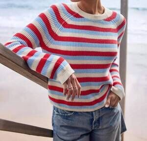 NEW STITCHES & STRIPES alexa stripe knit pullover in negroni combo